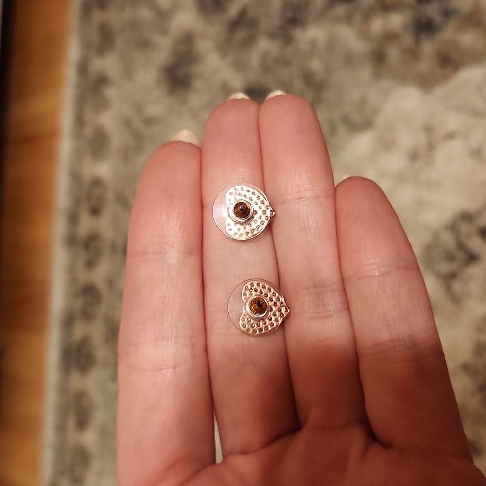 KATE SPADE | Yours Truly Pave’ Rose Gold Clear Heart Stud Earrings - Picture 3 of 6